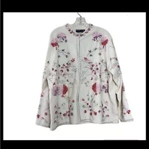 National Geographic Embroidered Floral Blazer Jacket Sz XL Cottage Core festival